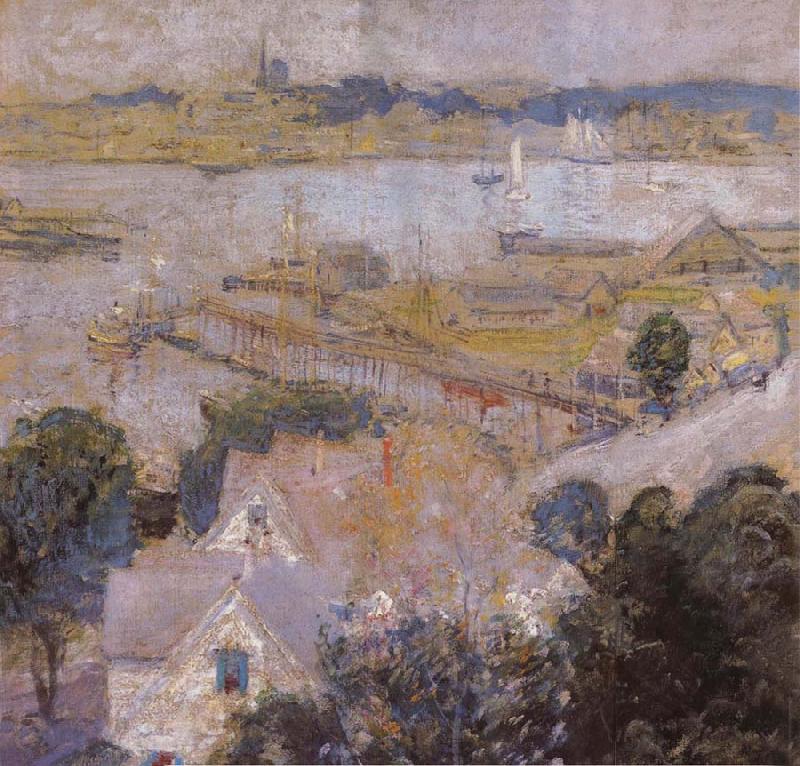 John Henry Twachtman Gloucester Harbor Norge oil painting art